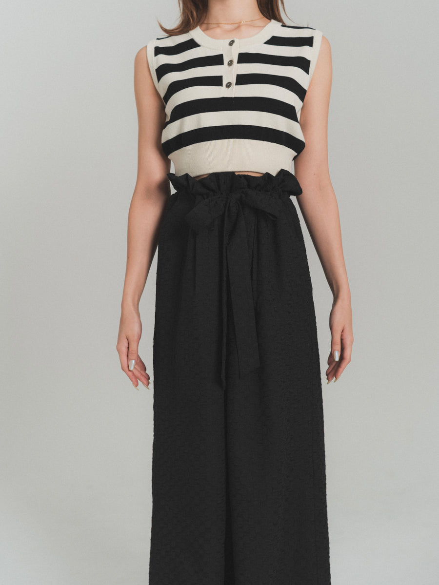 gather ribbon wide pants