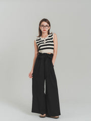 gather ribbon wide pants