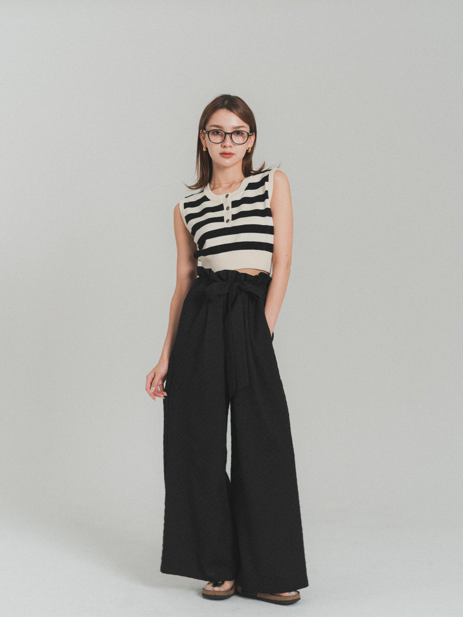 gather ribbon wide pants