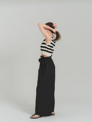 gather ribbon wide pants