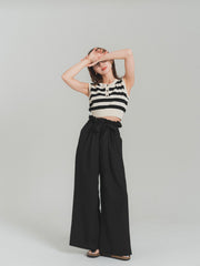 gather ribbon wide pants