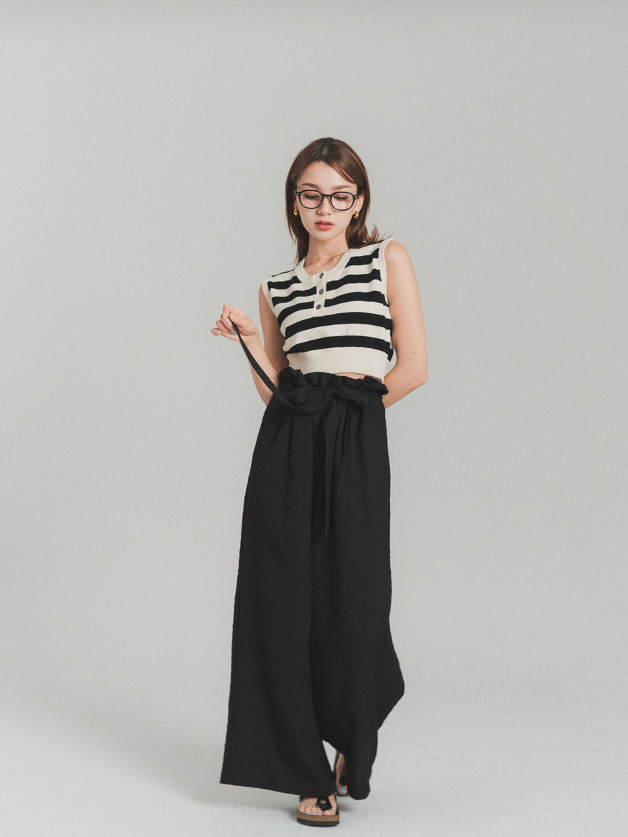 gather ribbon wide pants