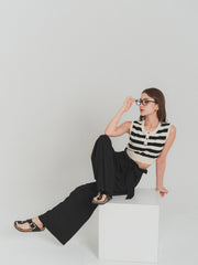 gather ribbon wide pants