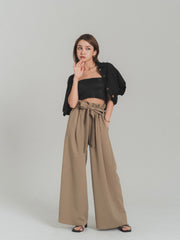 gather ribbon wide pants