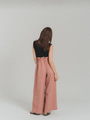gather ribbon wide pants