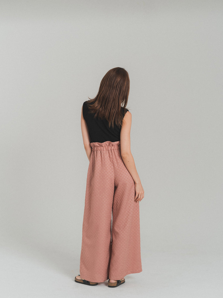 gather ribbon wide pants
