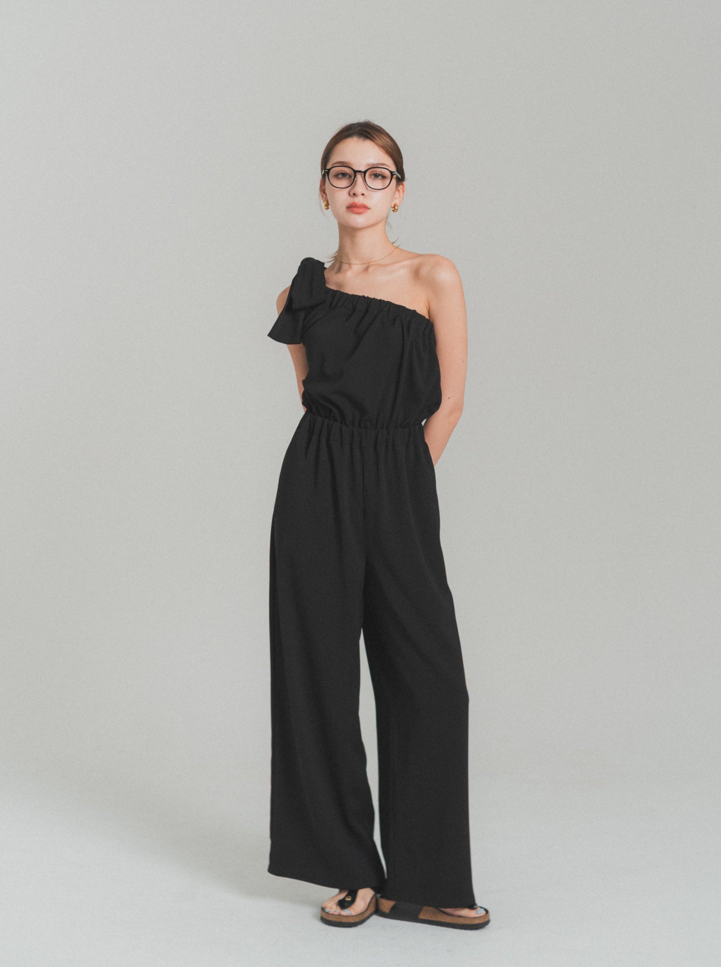 【SET/即納】one shoulder rompers