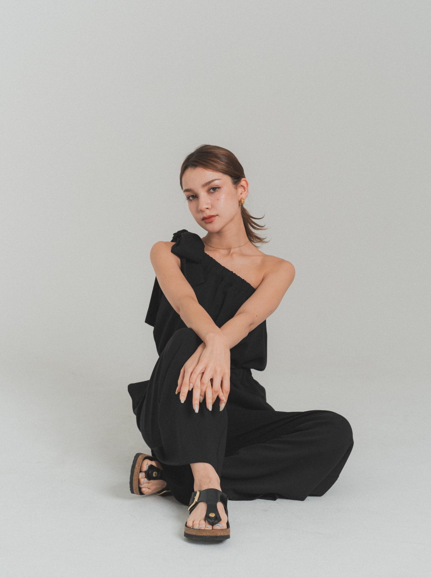 【SET/即納】one shoulder rompers