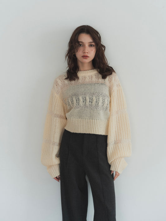 sequin border cable knit