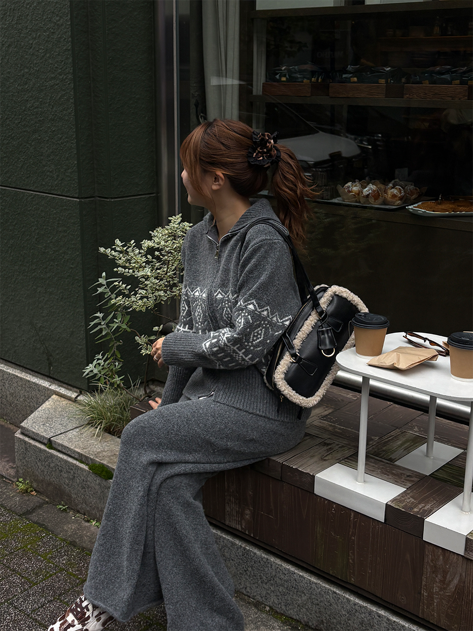 Nordic zip knit set up