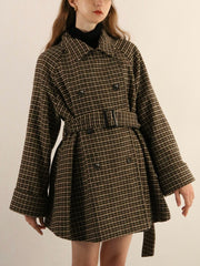 gun club check double short coat
