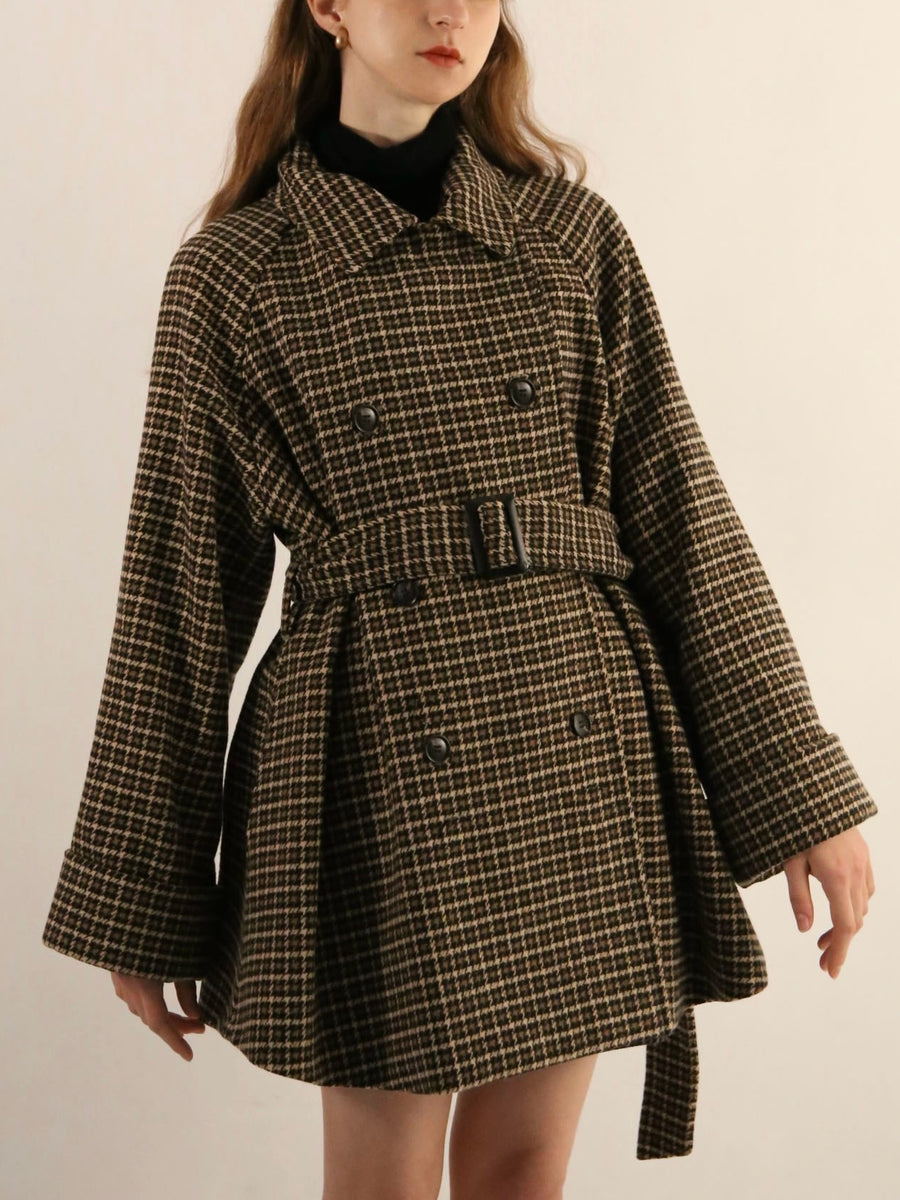 gun club check double short coat