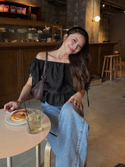 【8/6 OPEN】Crinkle gather ribbon blouse