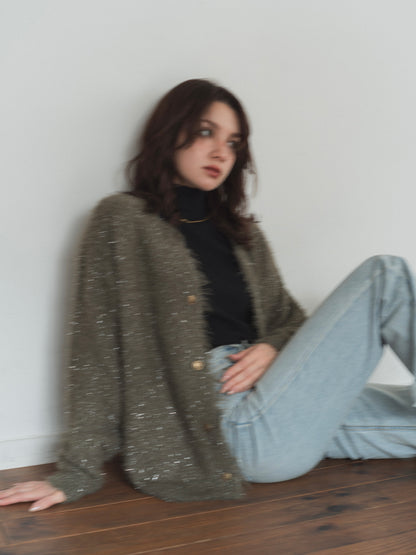 glitter shaggy over cardigan