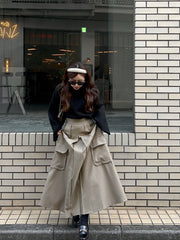 cargo long flare skirt