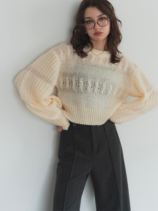 sequin border cable knit