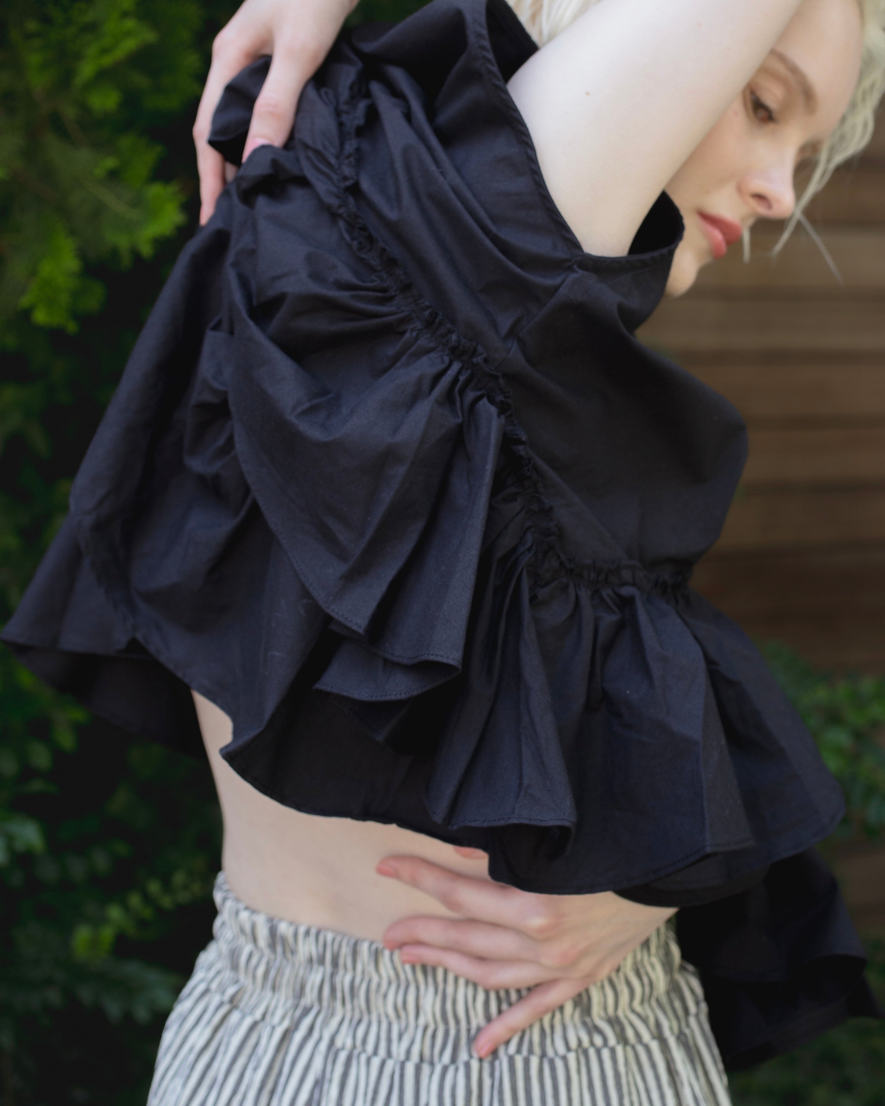 RANCLIC 2way ribbon peplum top Ruffled peplum blouse – RANCLIC