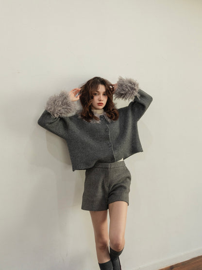 poodle sleeve knit cardigan