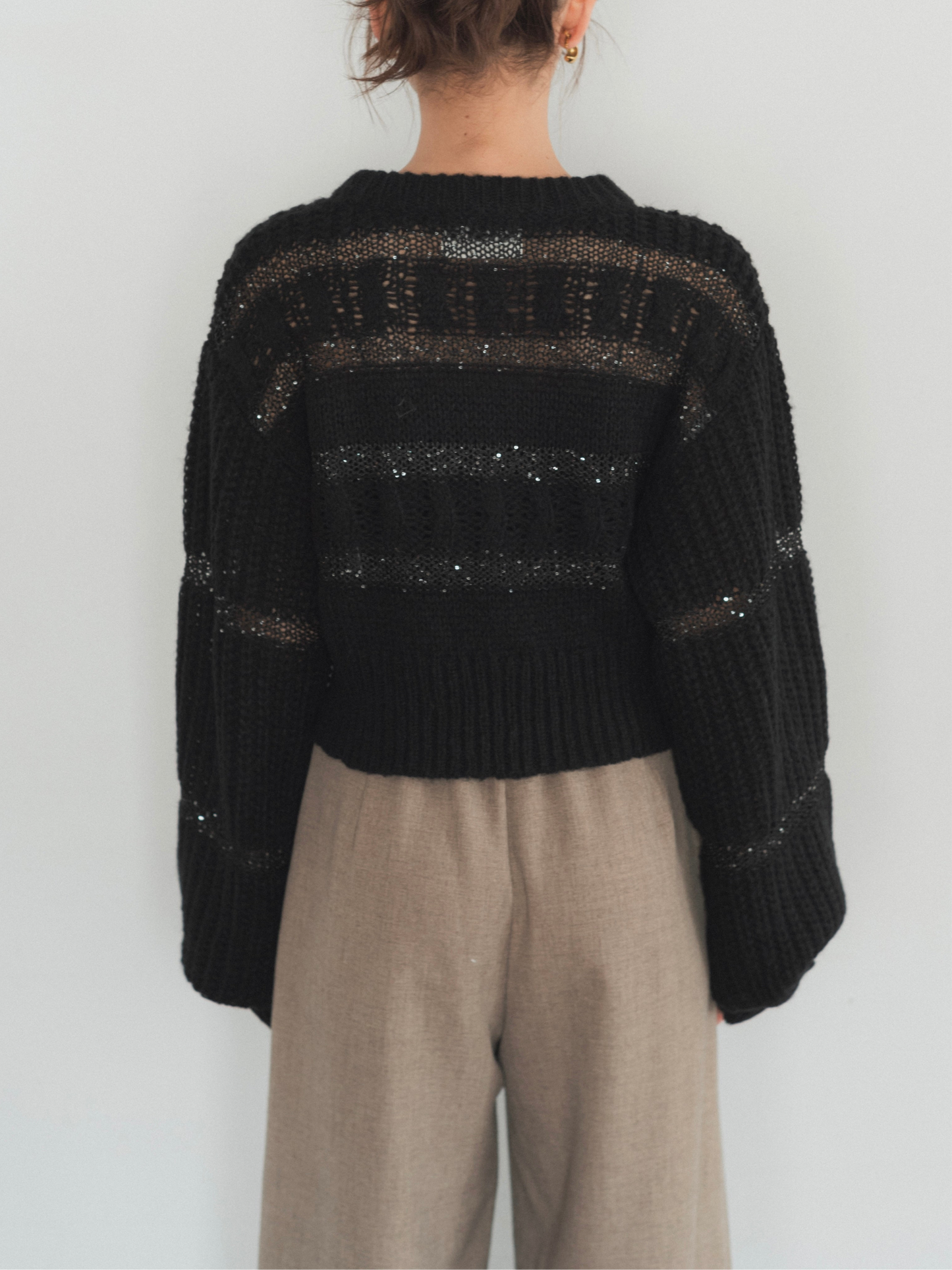 sequin border cable knit