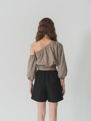 【SET】one shoulder long sleeve blouse