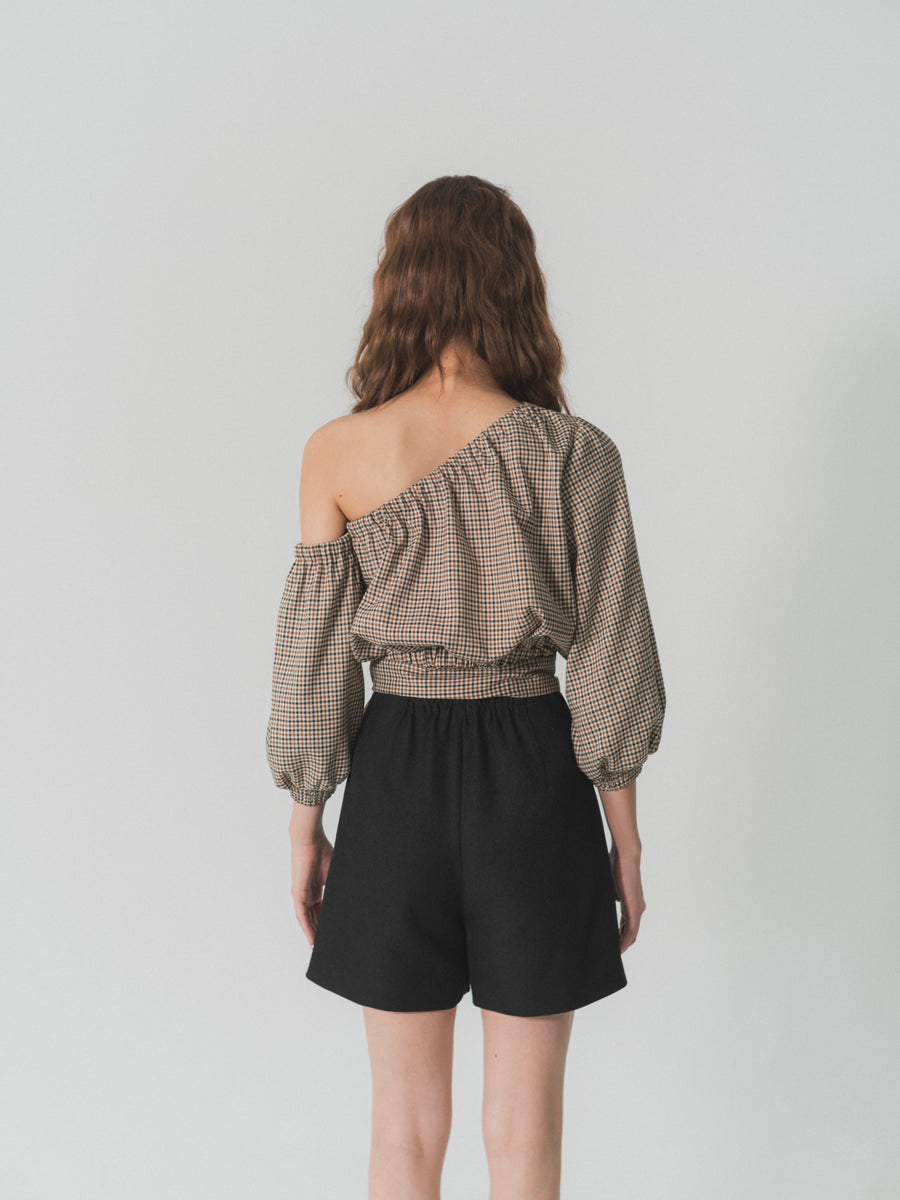 【SET】one shoulder long sleeve blouse