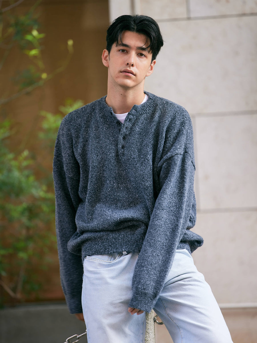 【12/18 OPEN】Unisex henley mochi knit