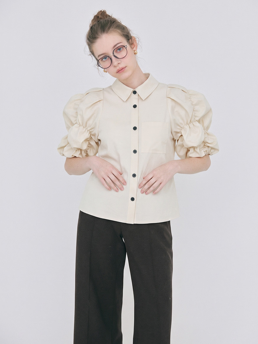 【4/23 OPEN】Whip cream sleeves shirt