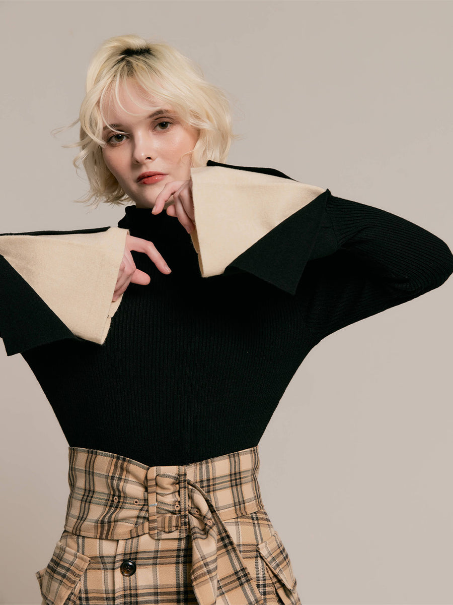 【RESTOCK】Bicolor layered flare knit tops