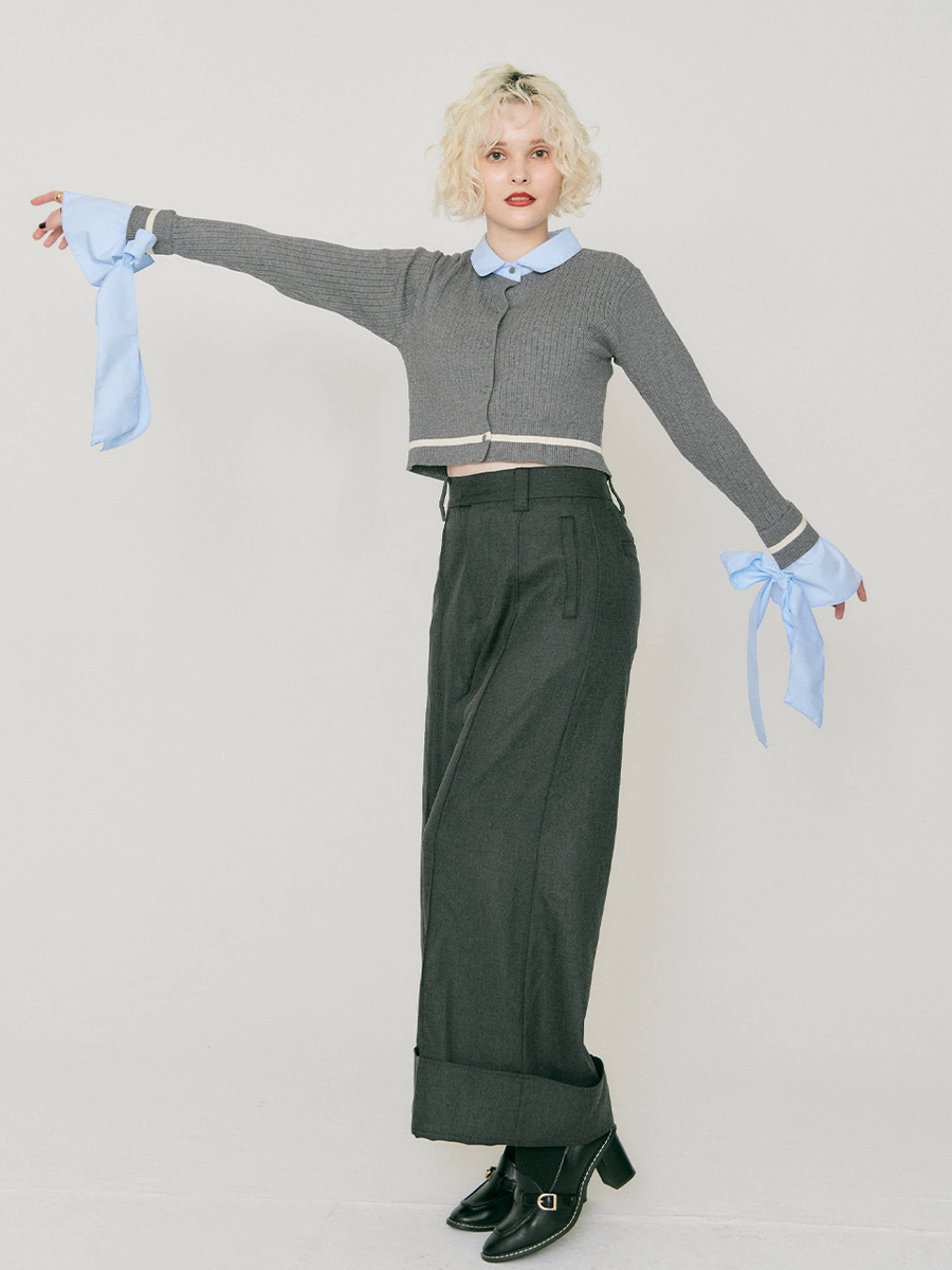 【予約販売】Ribbon tie cropped cardigan