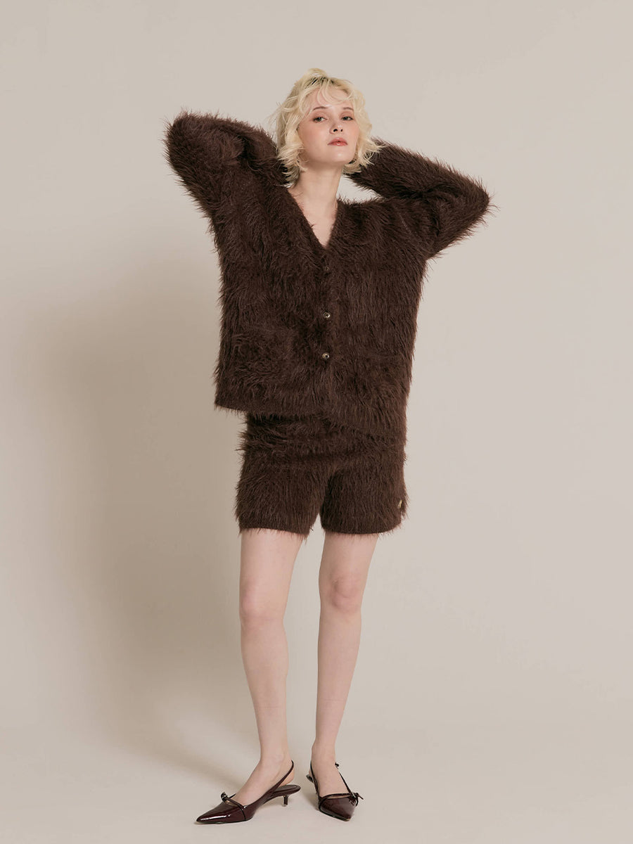 Cozy shaggy knit cardigan