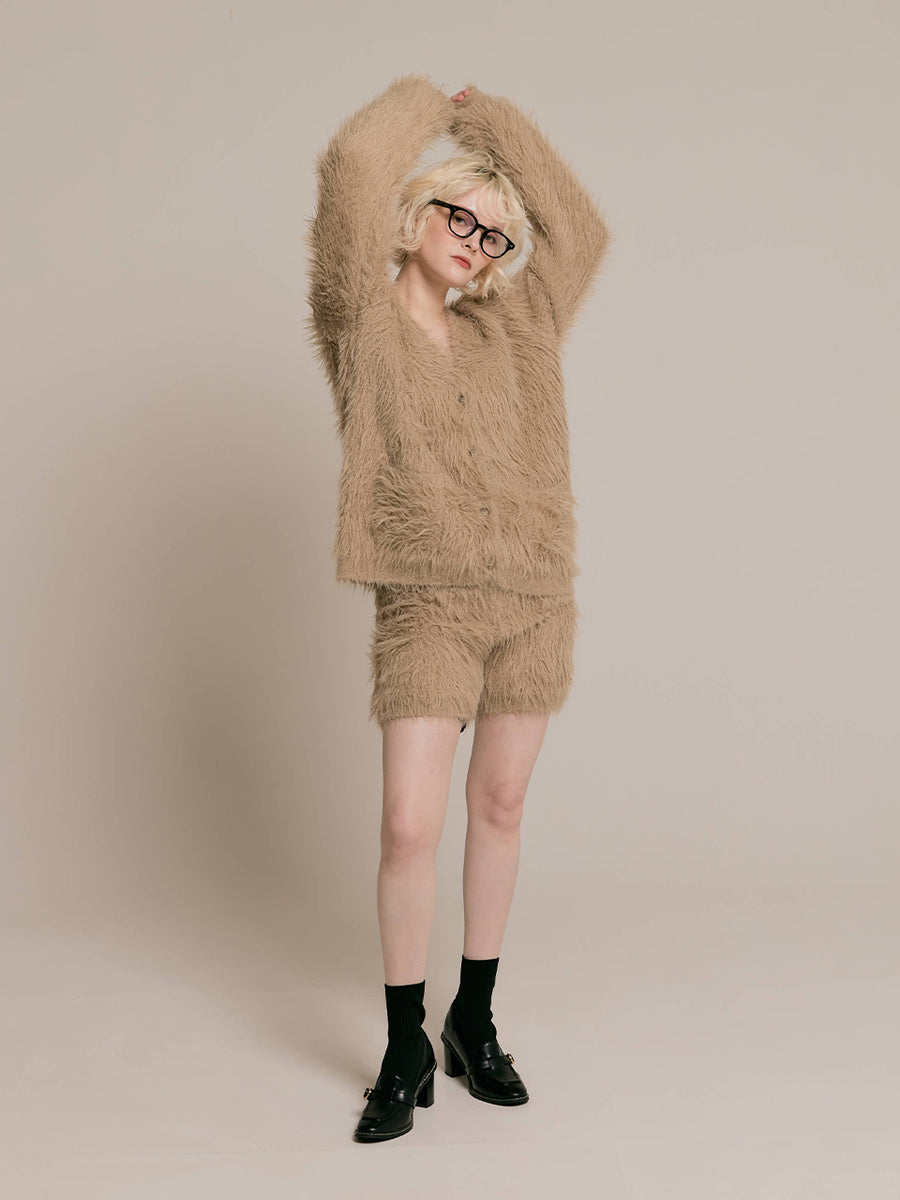 Cozy shaggy knit cardigan