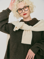 Peplum frill collar knit