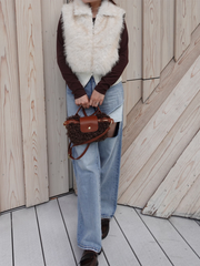 【9/17 OPEN】Shaggy switch knit zip top
