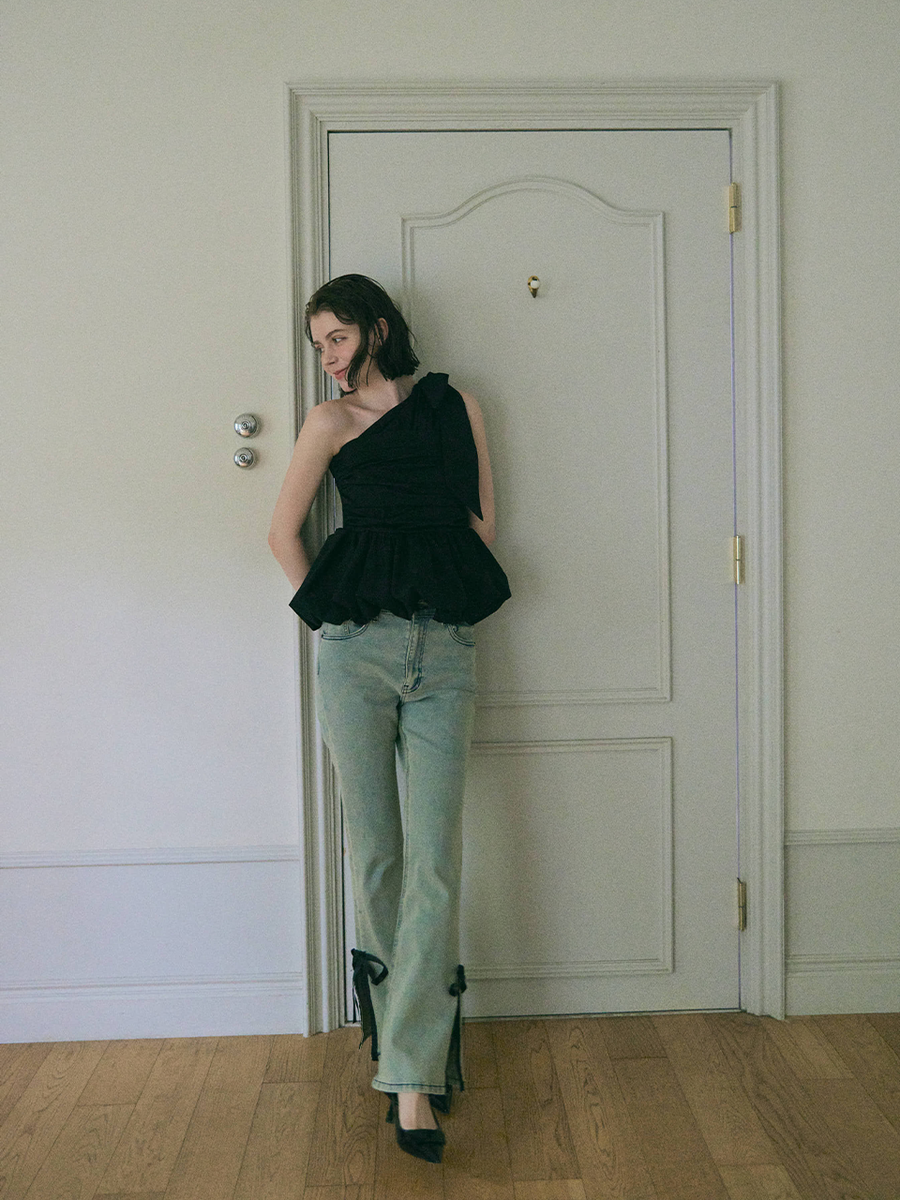 2way ribbon peplum top