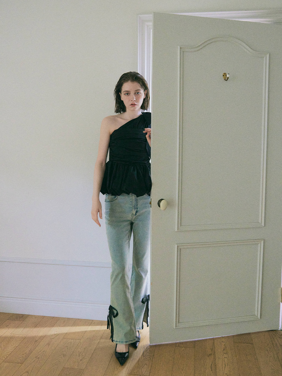 2way ribbon peplum top