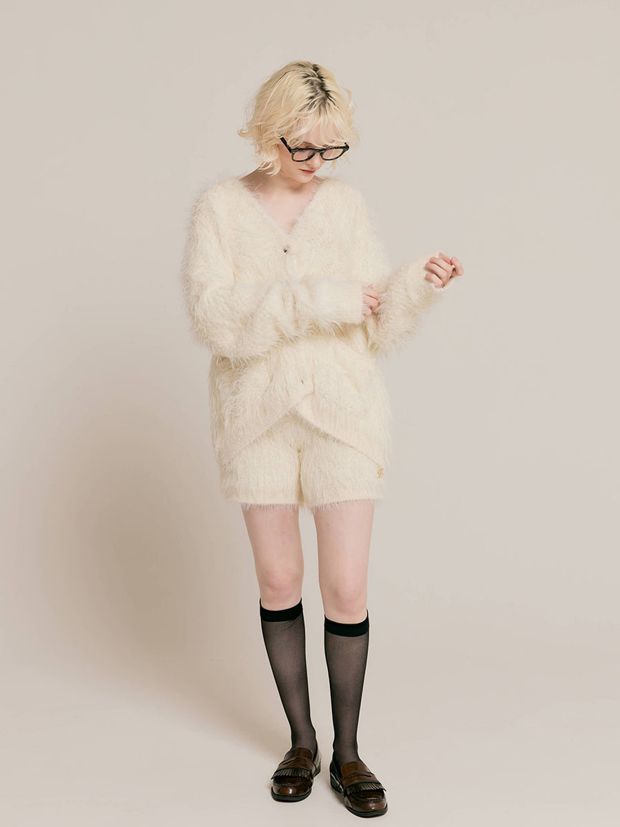 Cozy shaggy knit cardigan