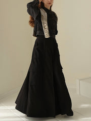 cargo long flare skirt
