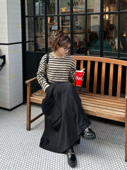 cargo long flare skirt