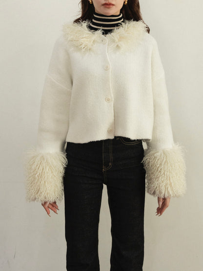 poodle sleeve knit cardigan