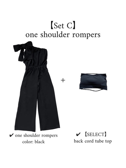 【SET/即納】one shoulder rompers