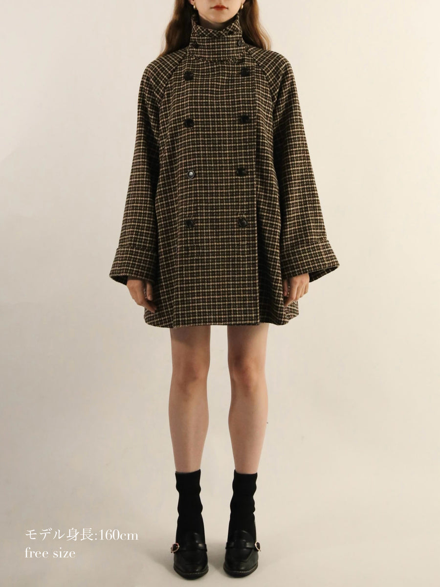 gun club check double short coat