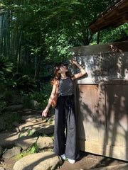 gather ribbon wide pants