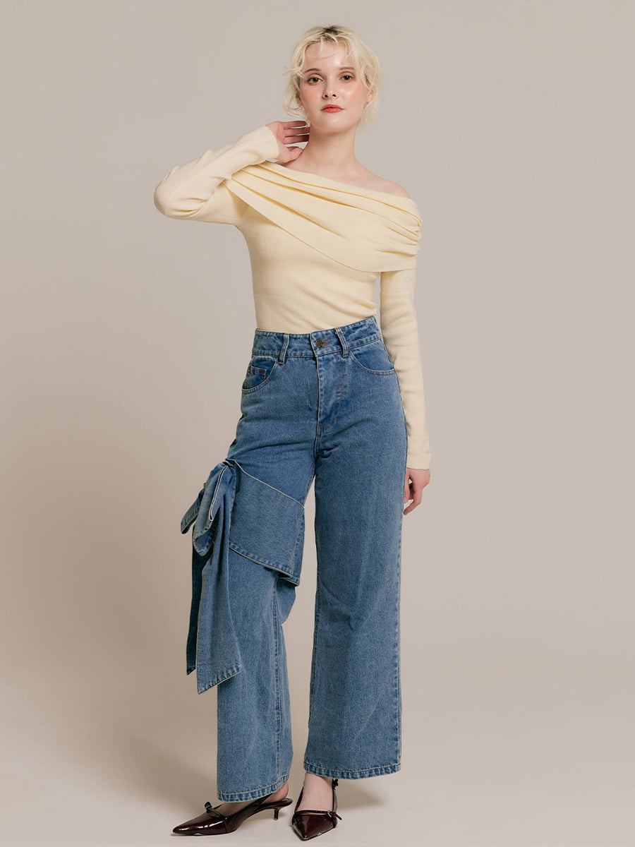 【9/25 19:00~】Drape off-shoulder knit