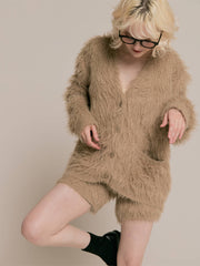 Cozy shaggy knit cardigan