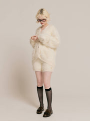 Cozy shaggy knit cardigan