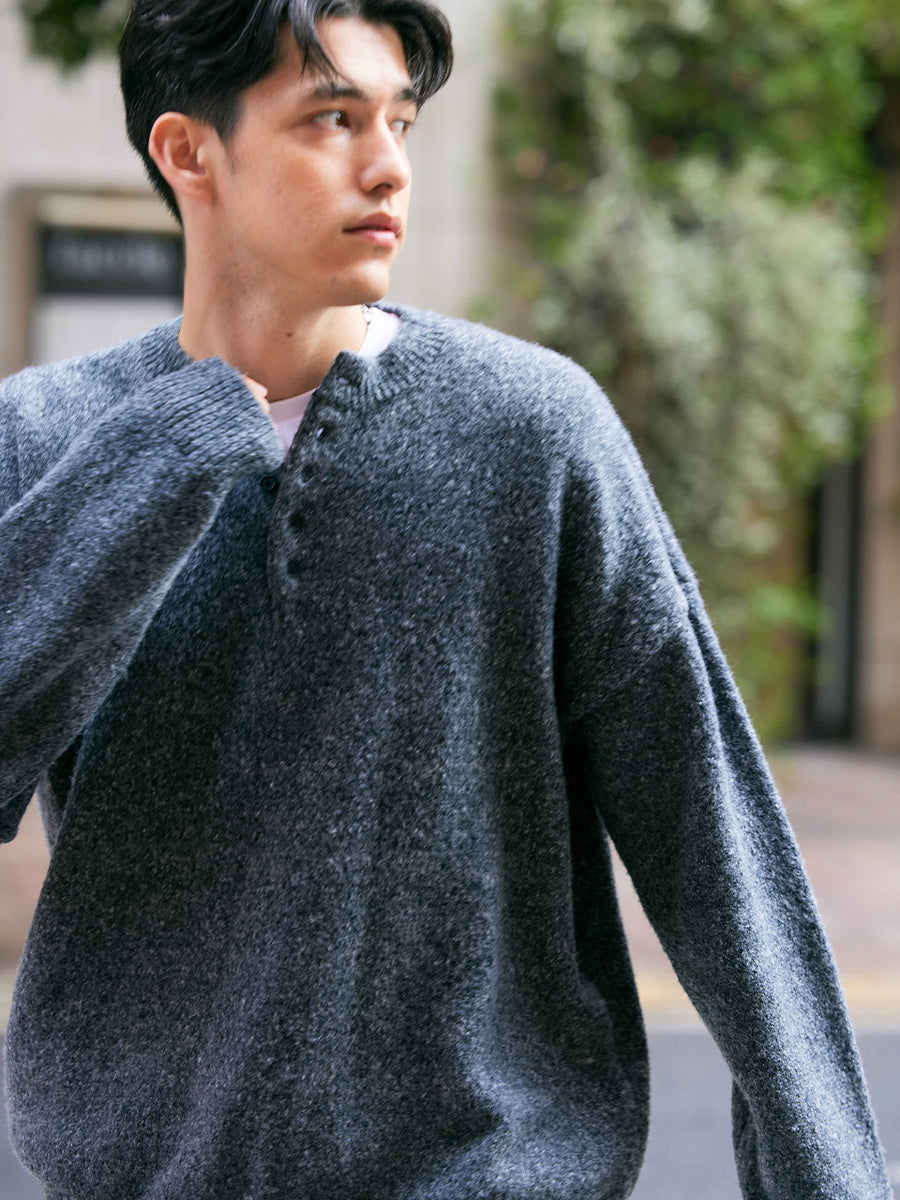 【12/18 OPEN】Unisex henley mochi knit