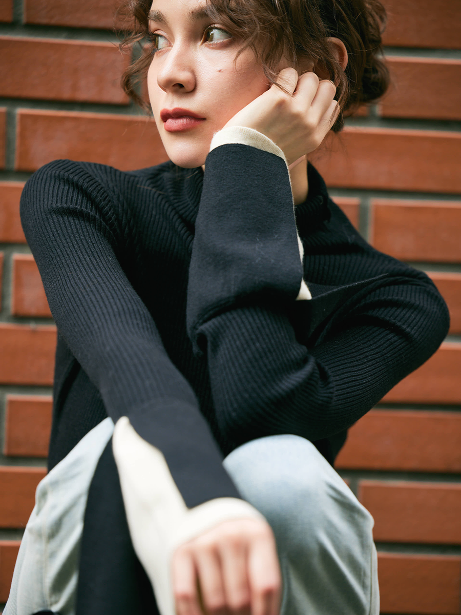 【RESTOCK】Bicolor layered flare knit tops