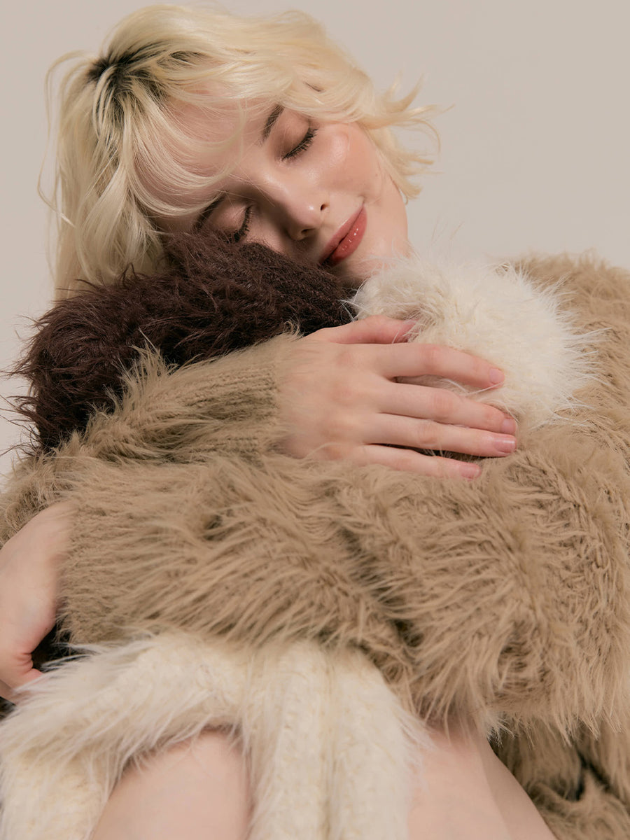 Cozy shaggy knit cardigan