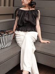 【8/6 OPEN】Crinkle gather ribbon blouse