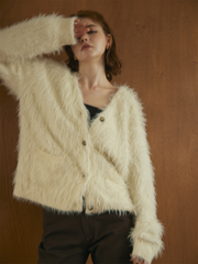 Cozy shaggy knit cardigan